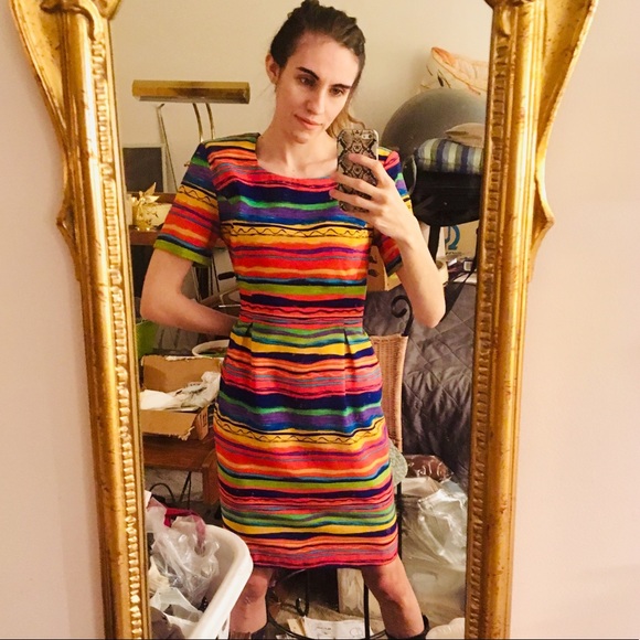 Vintage 80s Sag Harbor Rainbow Party Dress - Picture 5 of 14